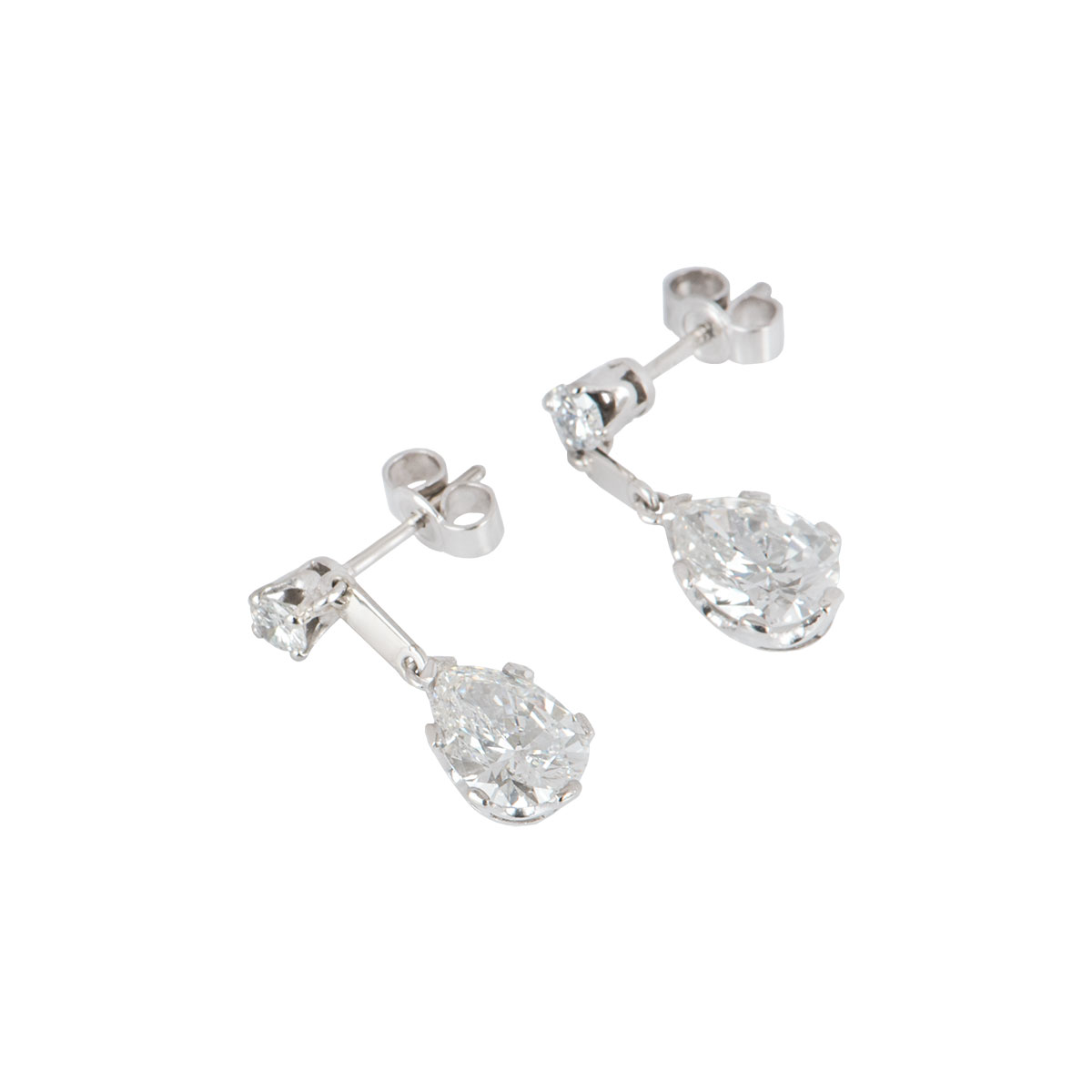 White Gold Diamond Pear Drop Earrings | Rich Diamonds